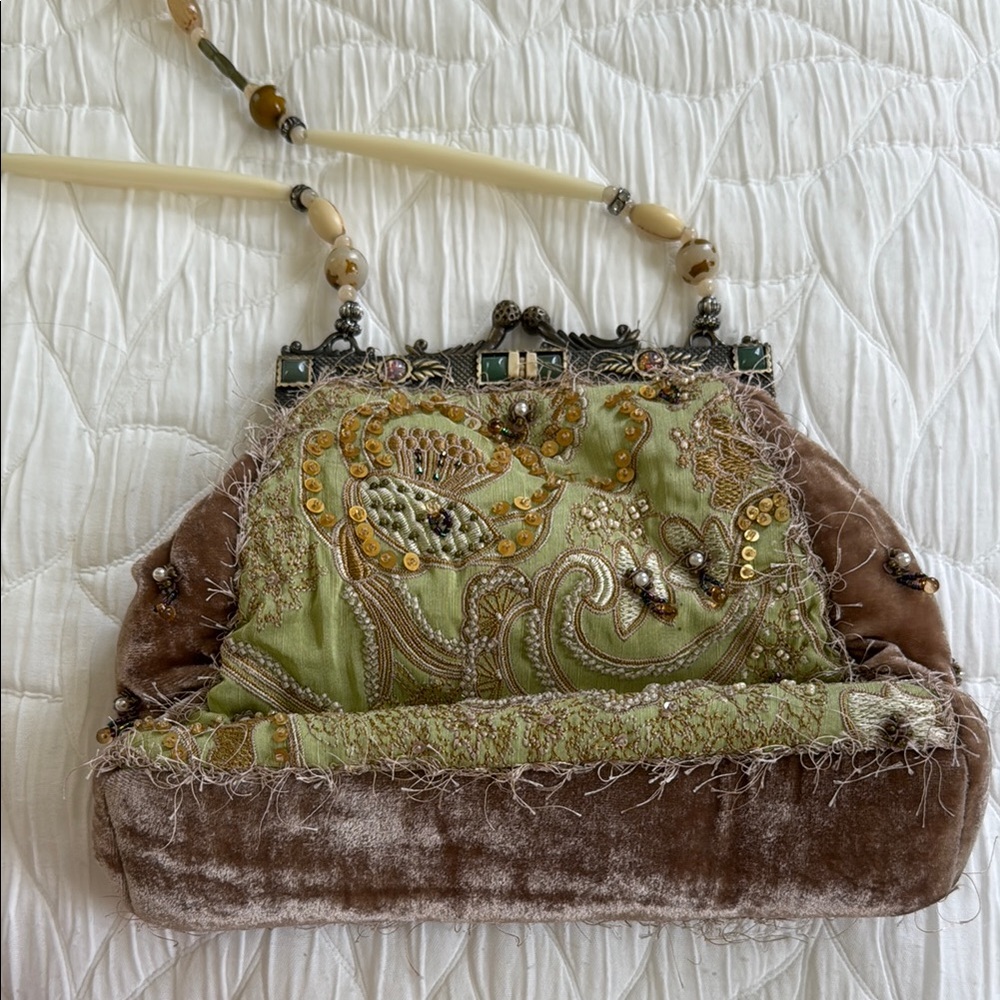 Mary Francés Embroidered Velvet Handbag